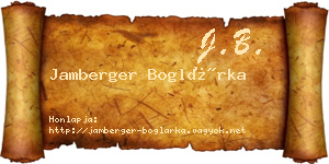 Jamberger Boglárka névjegykártya
